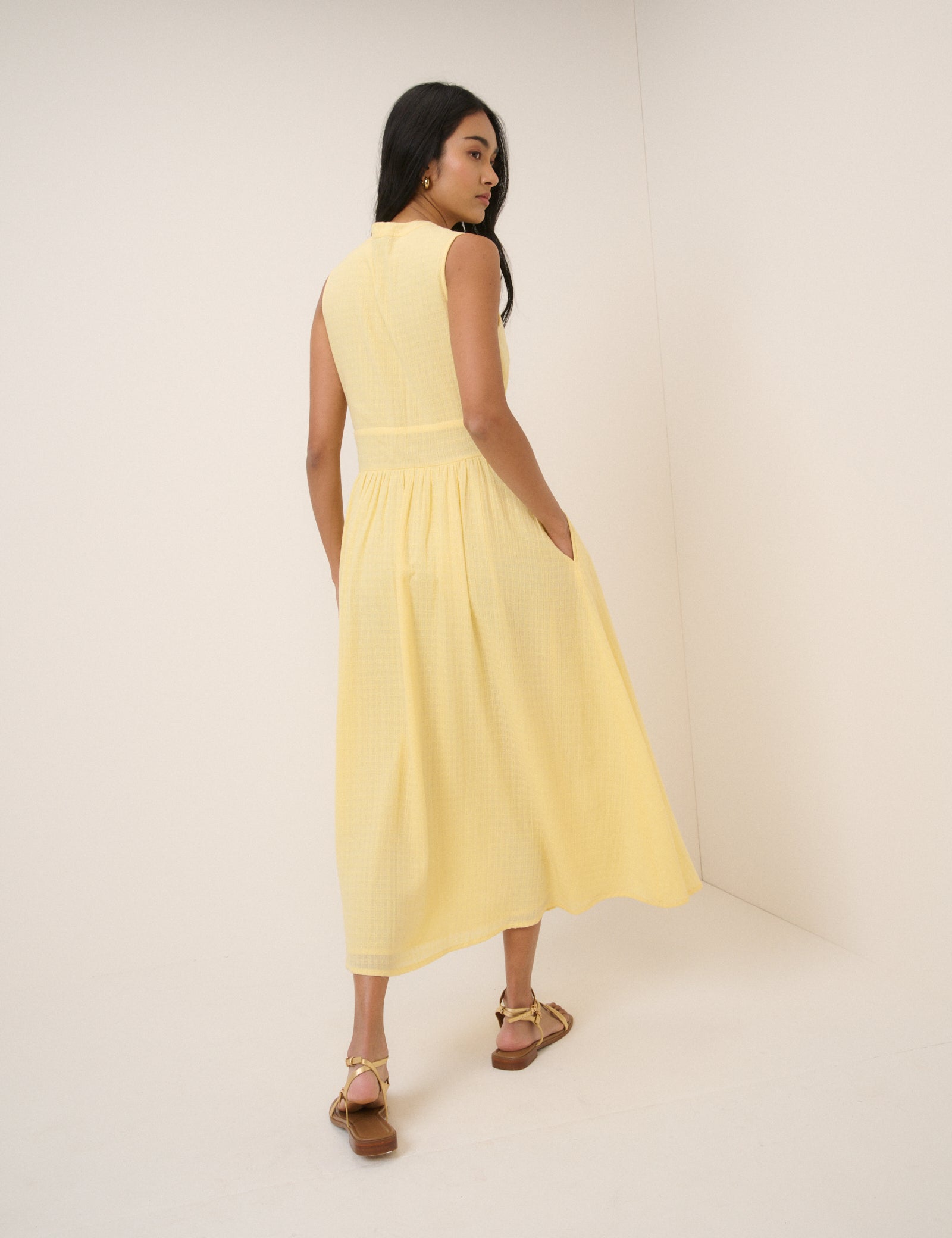 Butter Yellow Sleeveless Starlight Midi Dress Butter Yellow Sleeveless Starlight Midi Dress