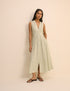 Green Pinstripe Sleeveless Starlight Midi Dress