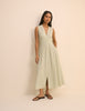 Green Pinstripe Sleeveless Starlight Midi Dress