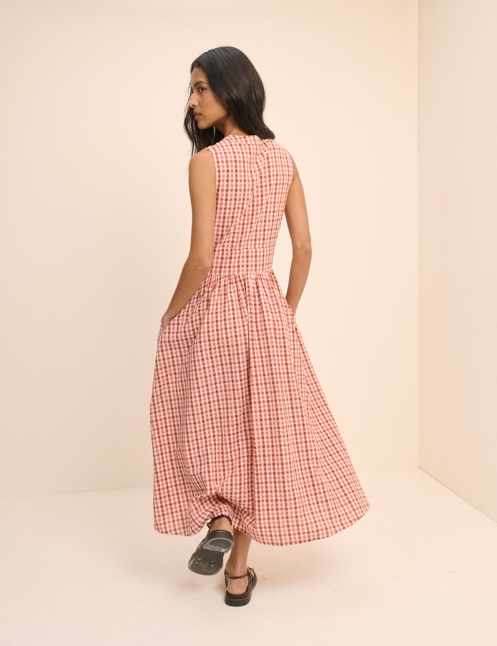 Gingham Sleeveless Starlight Midi Dress