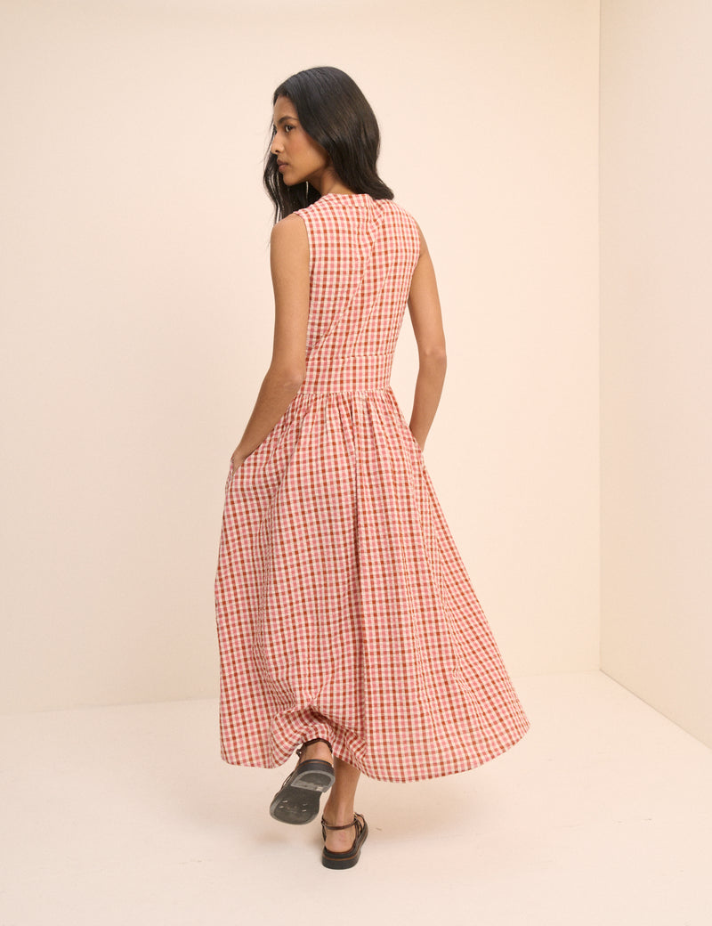 Gingham Sleeveless Starlight Midi Dress