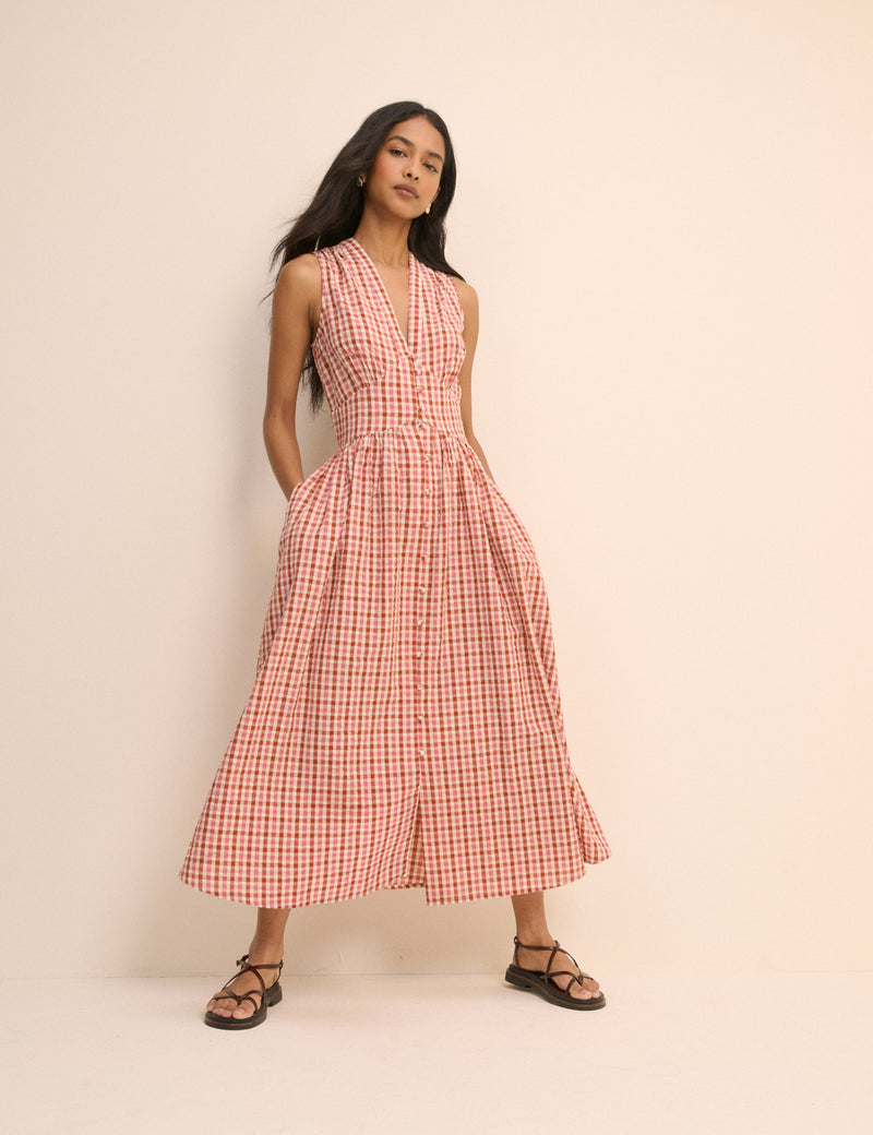 Gingham Sleeveless Starlight Midi Dress