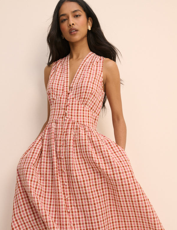 Gingham Sleeveless Starlight Midi Dress