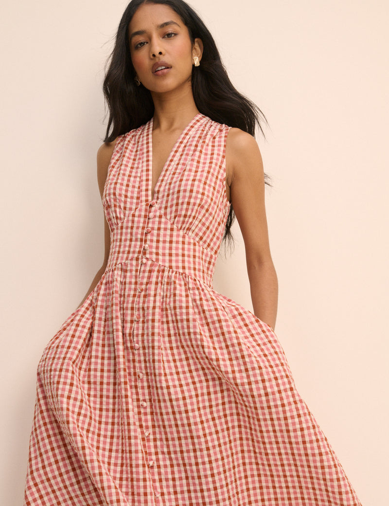 Gingham Sleeveless Starlight Midi Dress