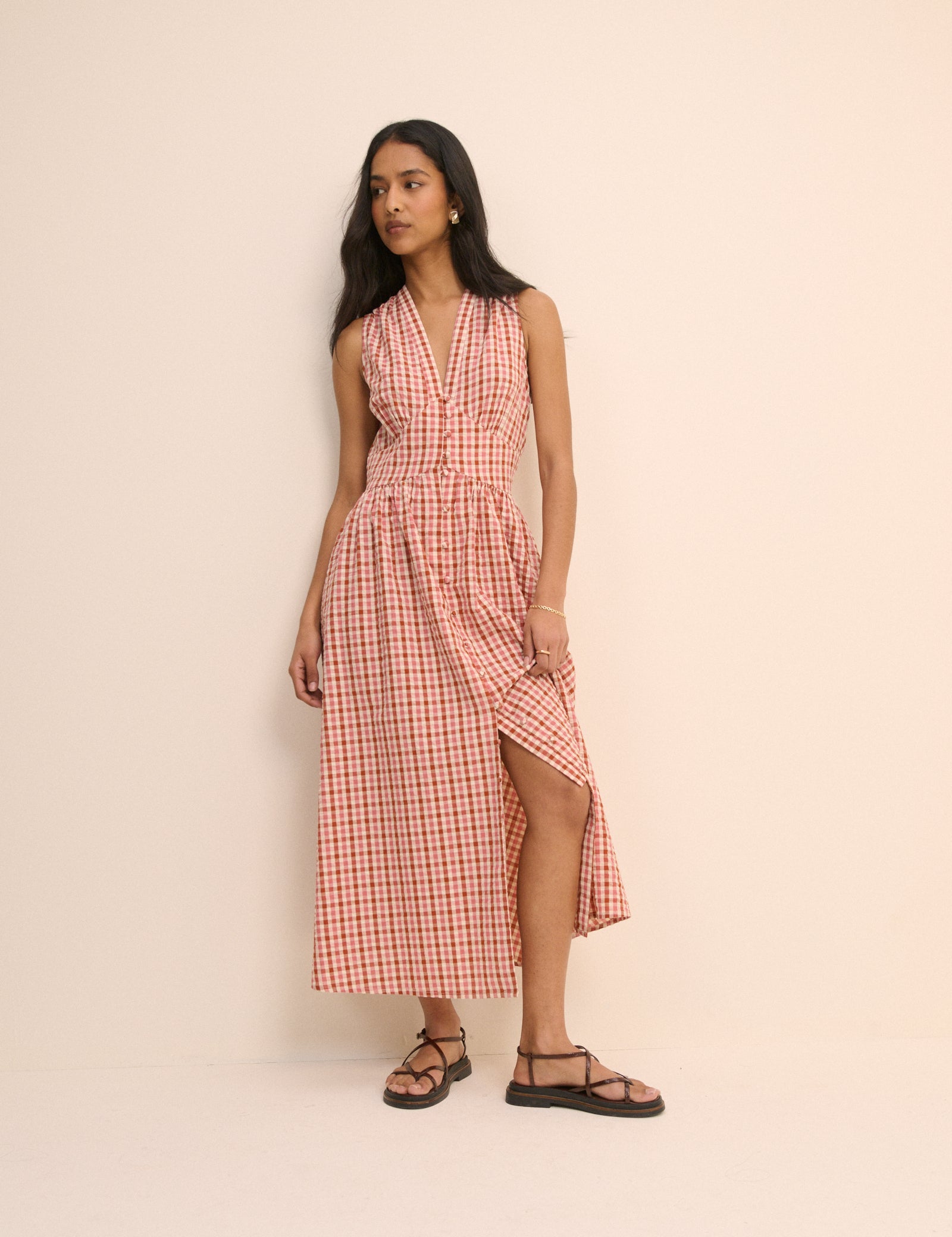 Gingham Sleeveless Starlight Midi Dress