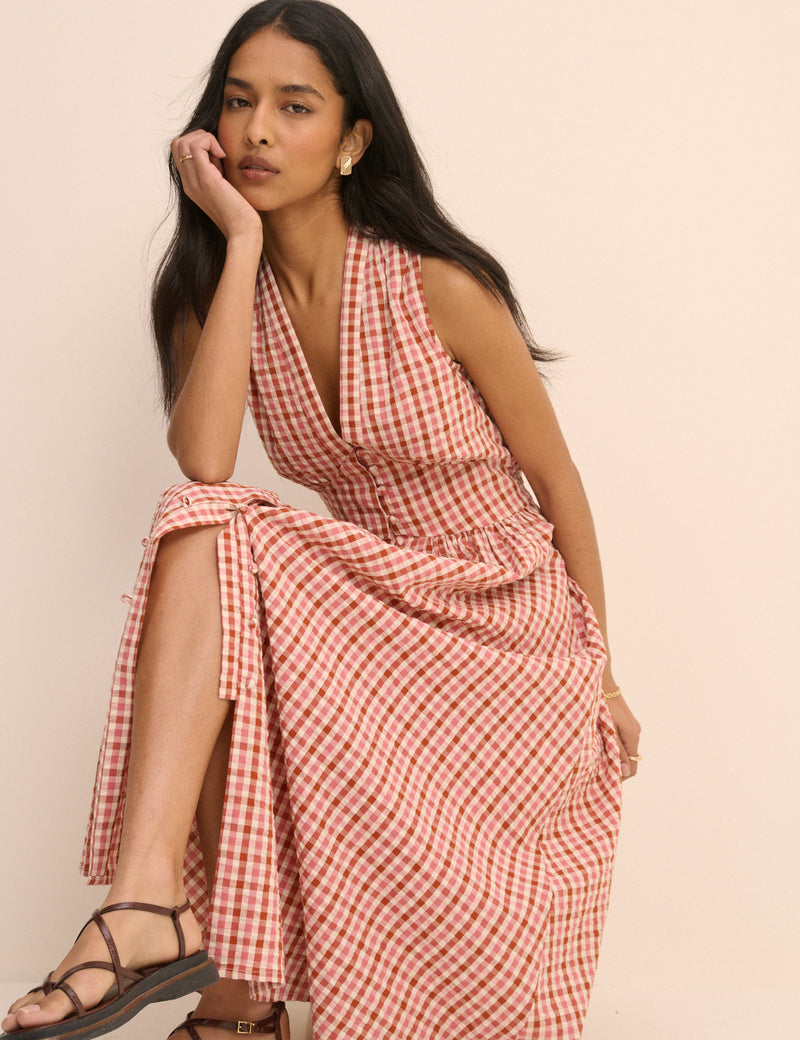 Gingham Sleeveless Starlight Midi Dress