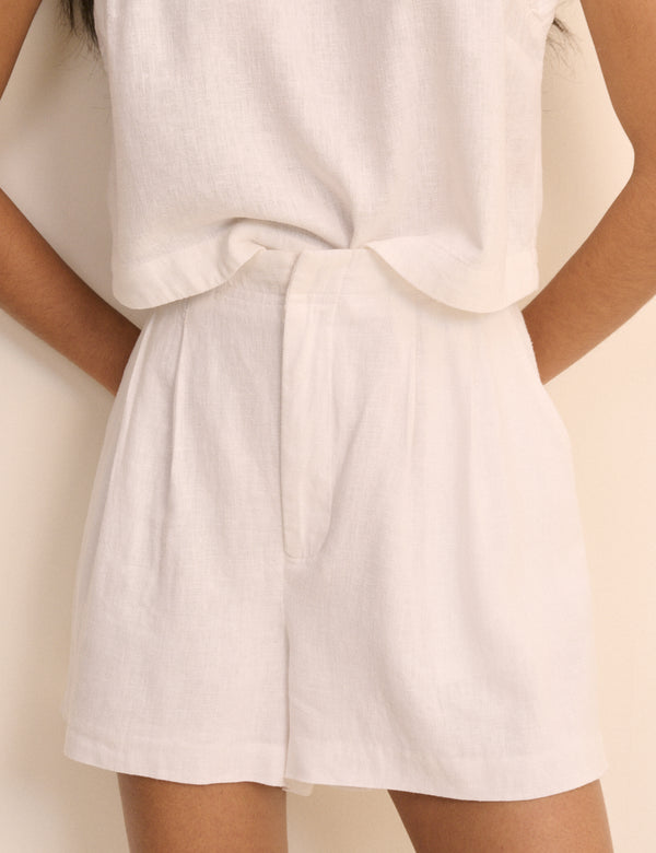 White Linen-Blend Silsoe Shorts