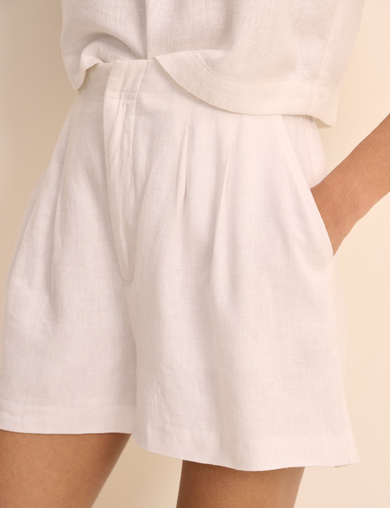 White Linen-Blend Silsoe Shorts