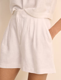 White Linen-Blend Silsoe Shorts