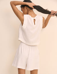 White Linen-Blend Silsoe Shorts