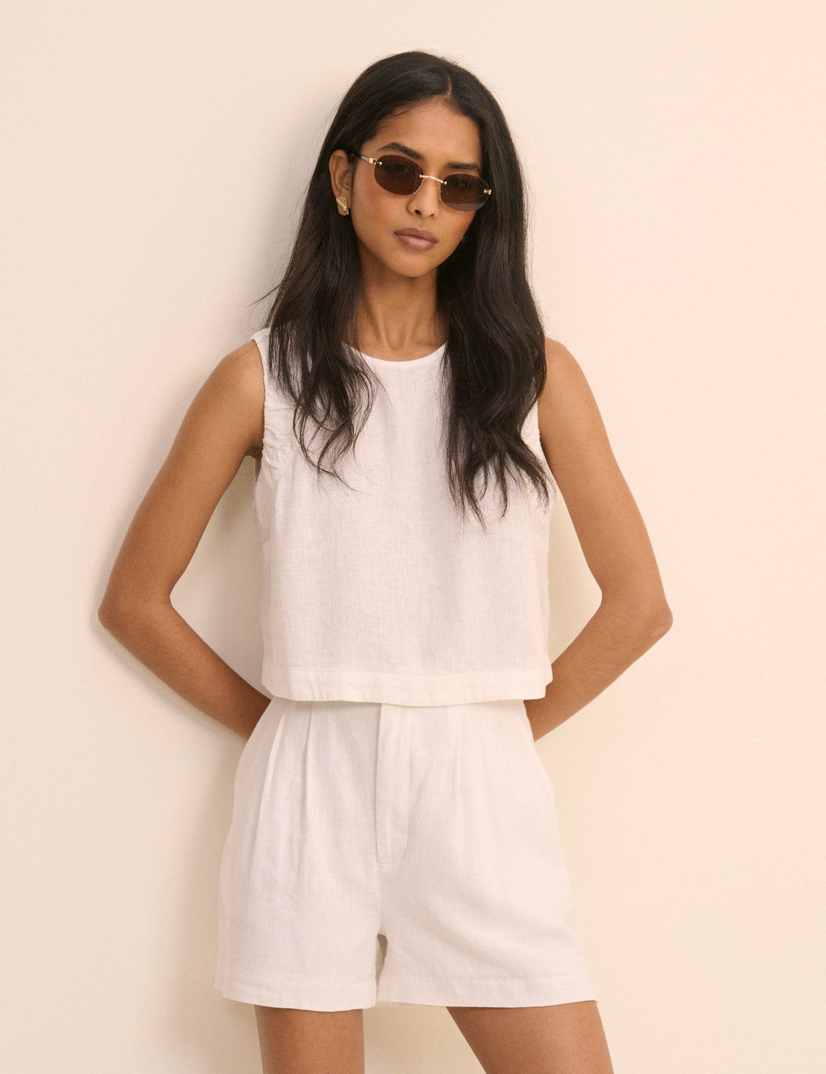 White Linen-Blend Silsoe Shorts