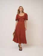 Burnt Orange Melody Midi Dress