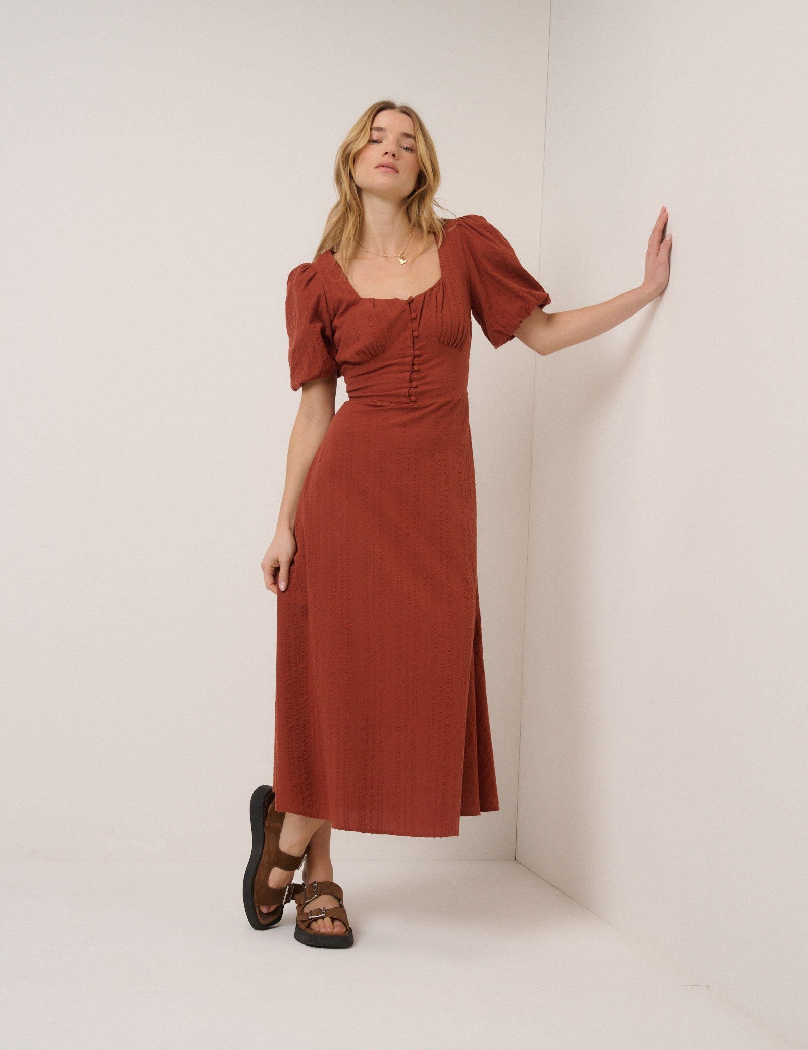 burnt orange midi dress Burnt Orange Melody Midi Dress