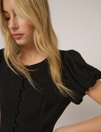 Black Puff Sleeve Tilla Mini Dress