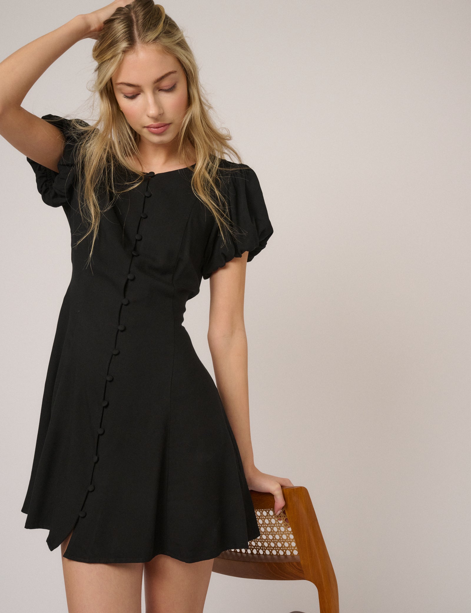 Black Puff Sleeve Tilla Mini Dress
