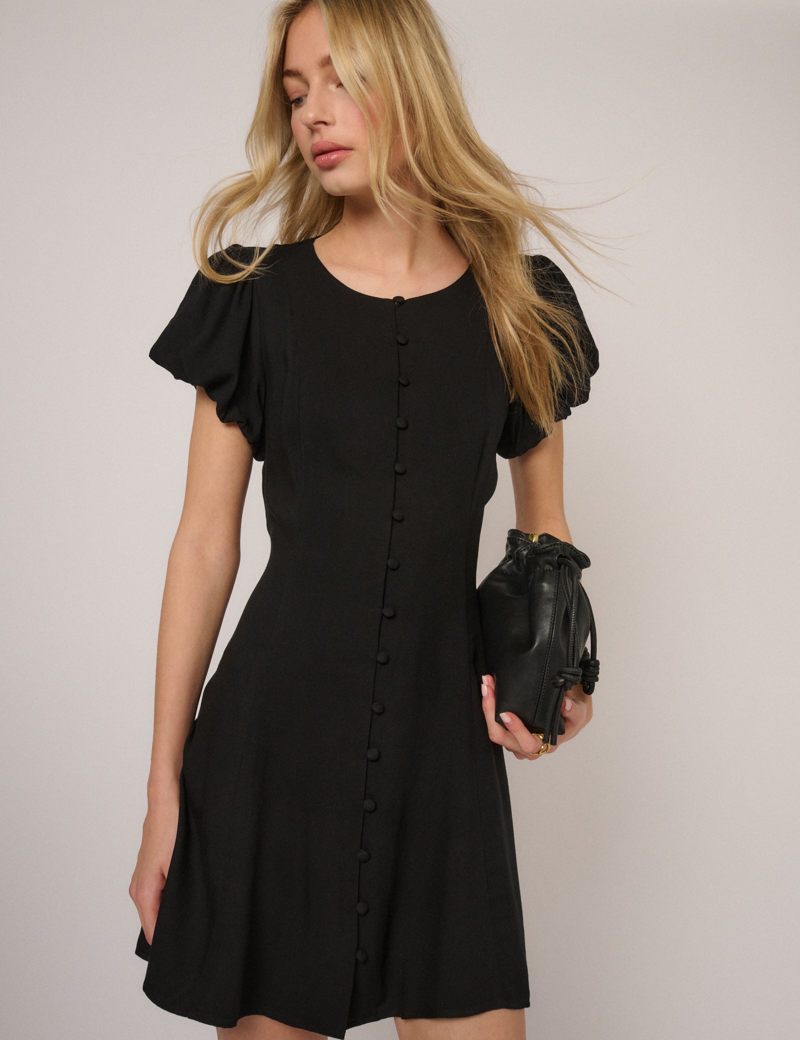 Black Puff Sleeve Tilla Mini Dress