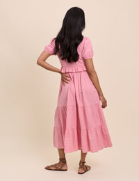 Light Pink Tiered Katie Midi Dress