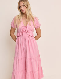 Light Pink Tiered Katie Midi Dress