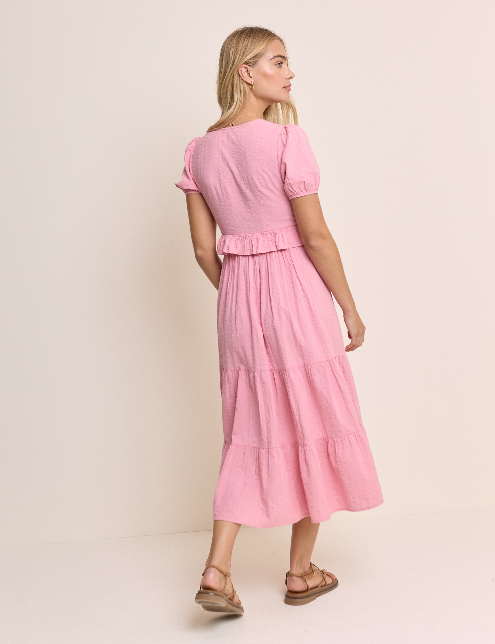 Light Pink Tiered Katie Midi Dress
