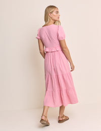 Light Pink Tiered Katie Midi Dress