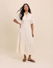 Cream Linen-Blend Dillon Shirt Dress