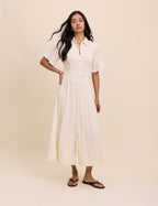 Cream Linen-Blend Dillon Shirt Dress