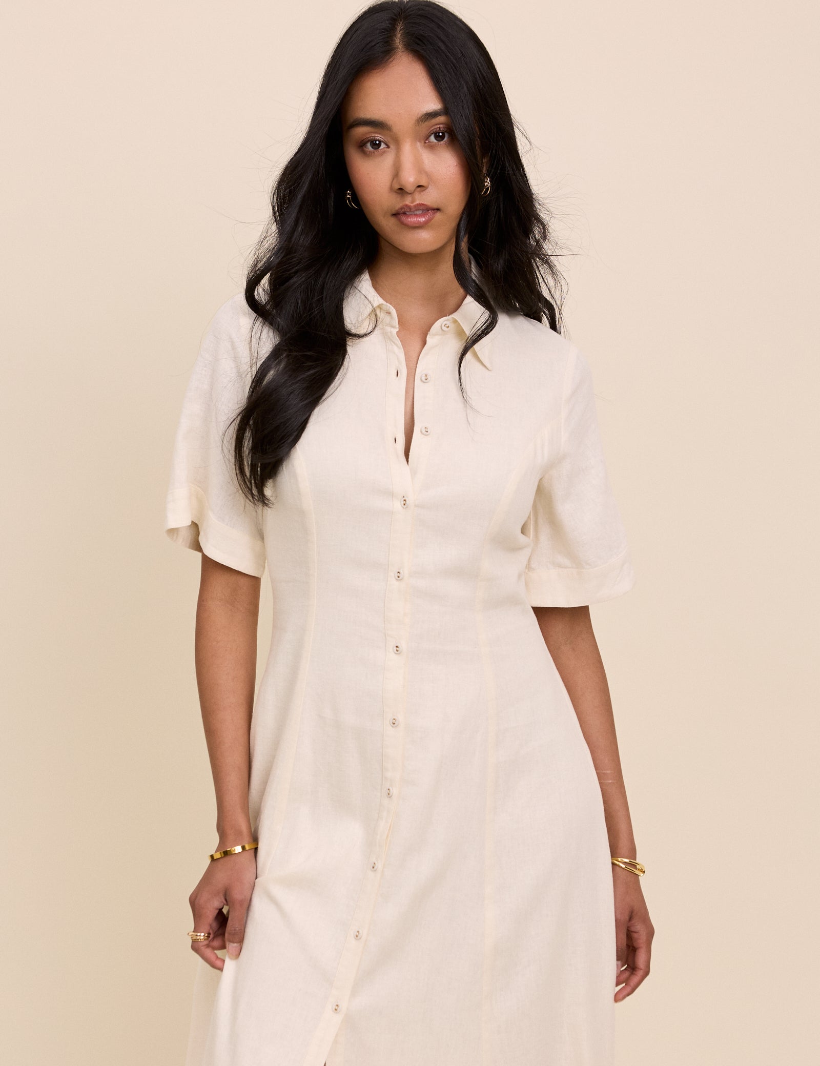 Dillon Shirt Dress with Collar and Button Front