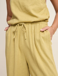 Sage Green Linen-Blend Fosse Trousers