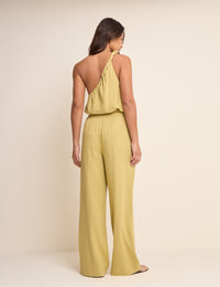 Sage Green Linen-Blend Fosse Trousers