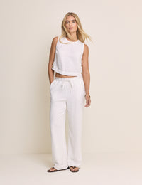 White Straight Leg Trousers