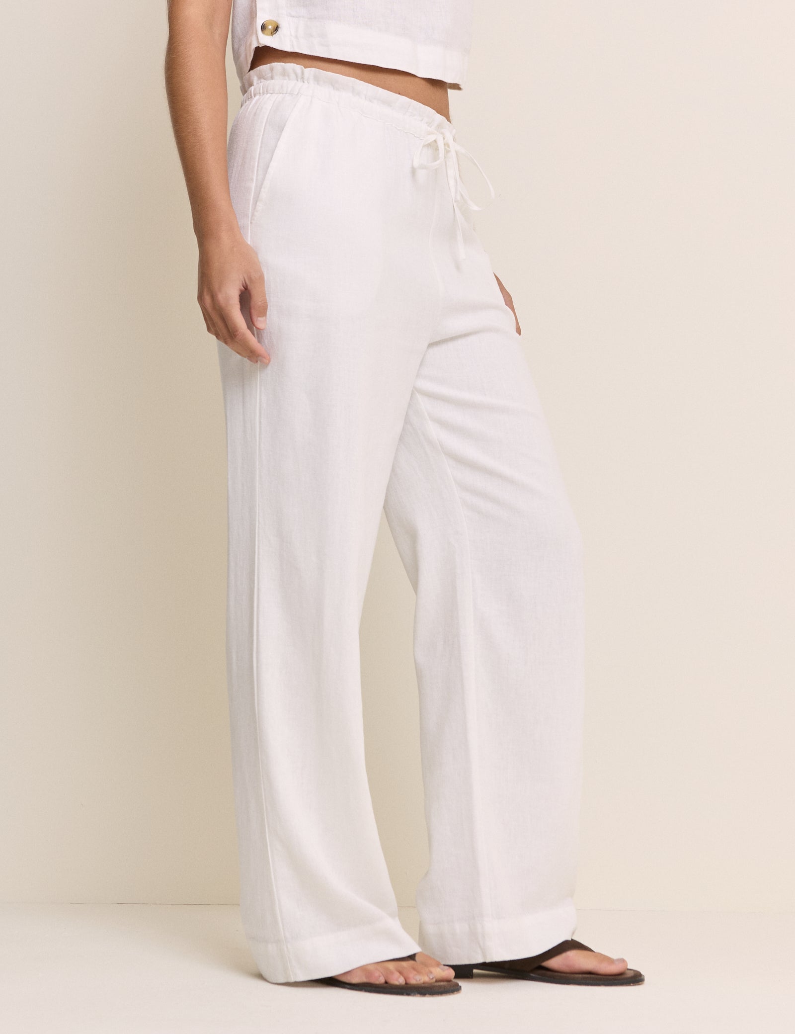 White Straight Leg Trousers