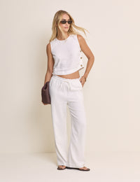 White Straight Leg Trousers
