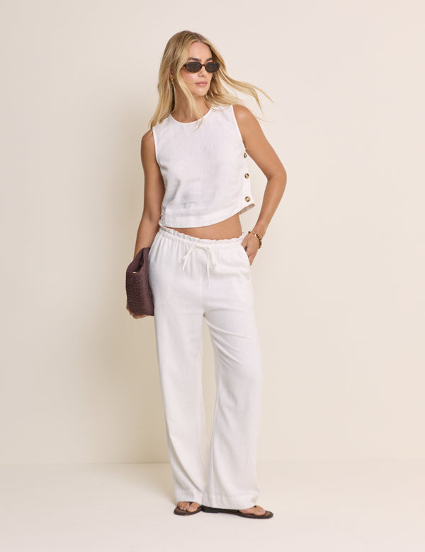 White Straight Leg Trousers