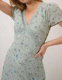Mint Green Floral Bellinda Midi Dress
