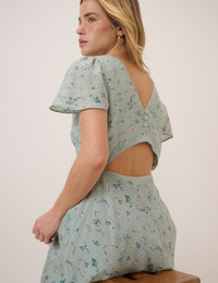 Mint Green Floral Bellinda Midi Dress
