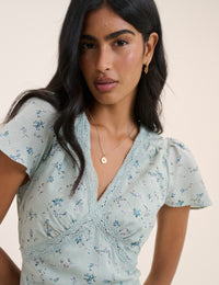 Mint Green Floral Bellinda Midi Dress