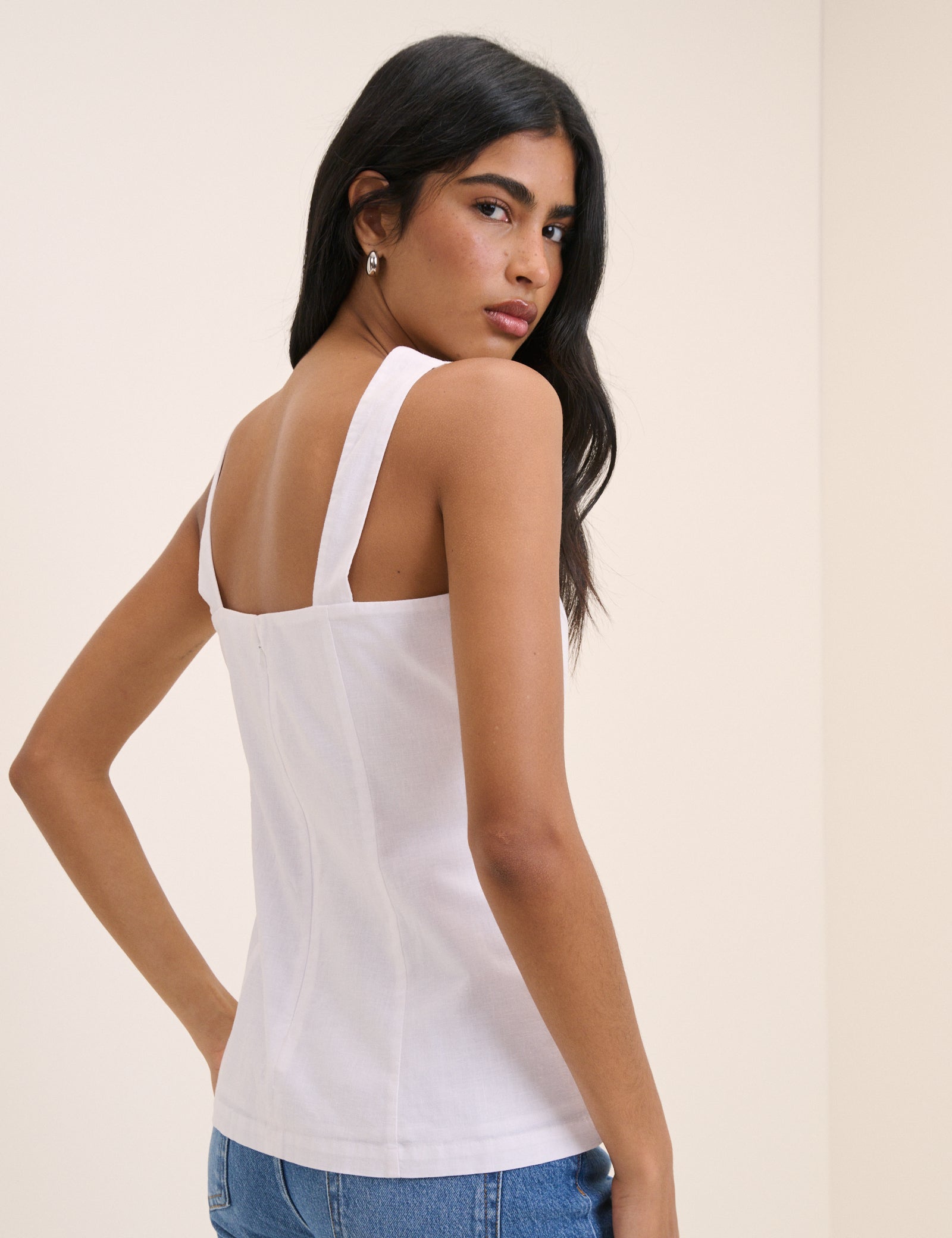 White Square Neck Valencia Top