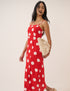 Red Polka Dot Linen-Blend Maddy Midi Dress