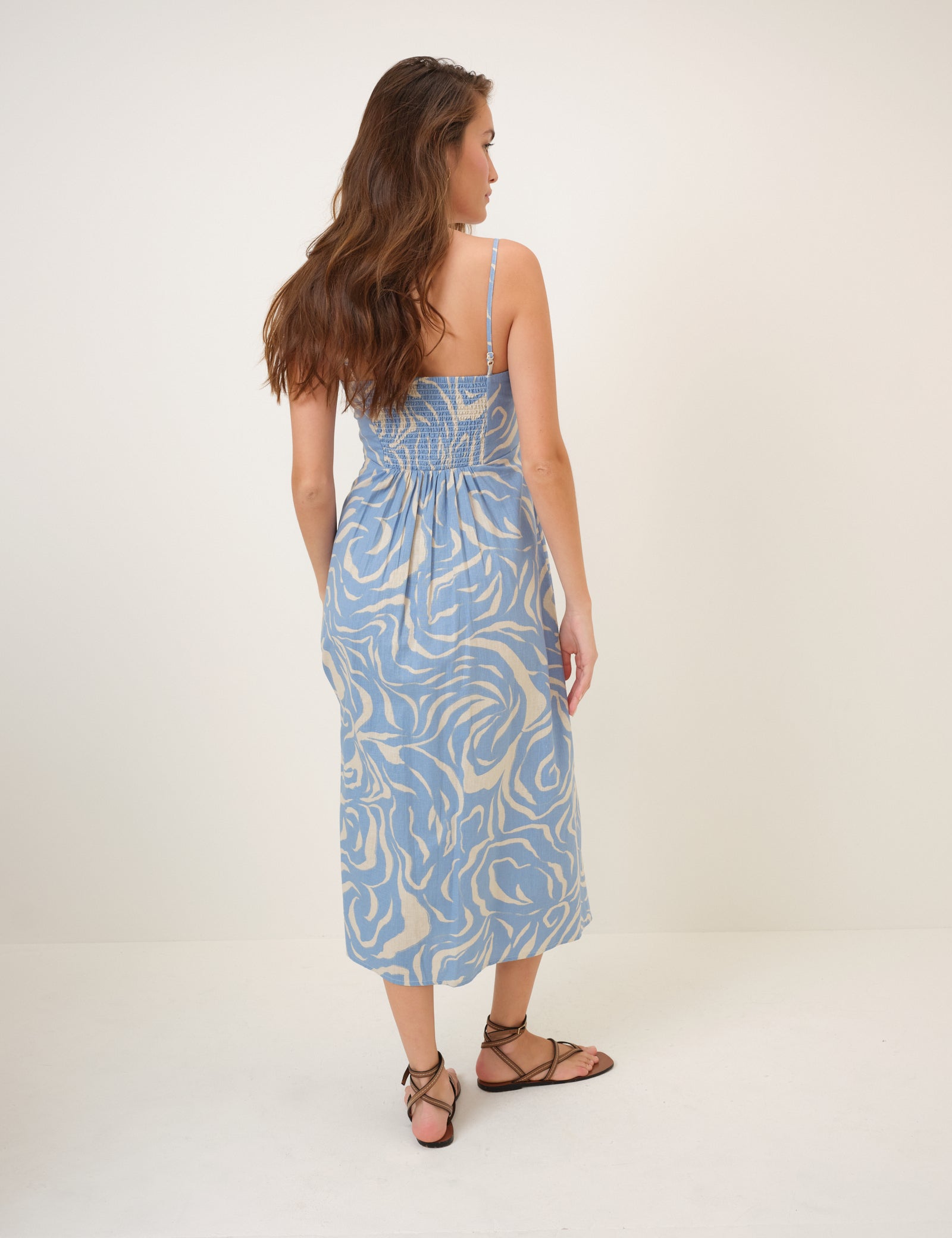 Blue Printed Maddy Midi Dress