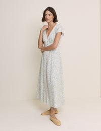 White Ditsy Floral Emma Midi Dress