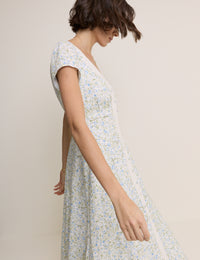 White Ditsy Floral Emma Midi Dress