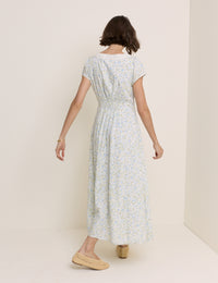 White Ditsy Floral Emma Midi Dress
