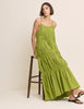 Green Ruched Tiered Daphne Maxi Dress