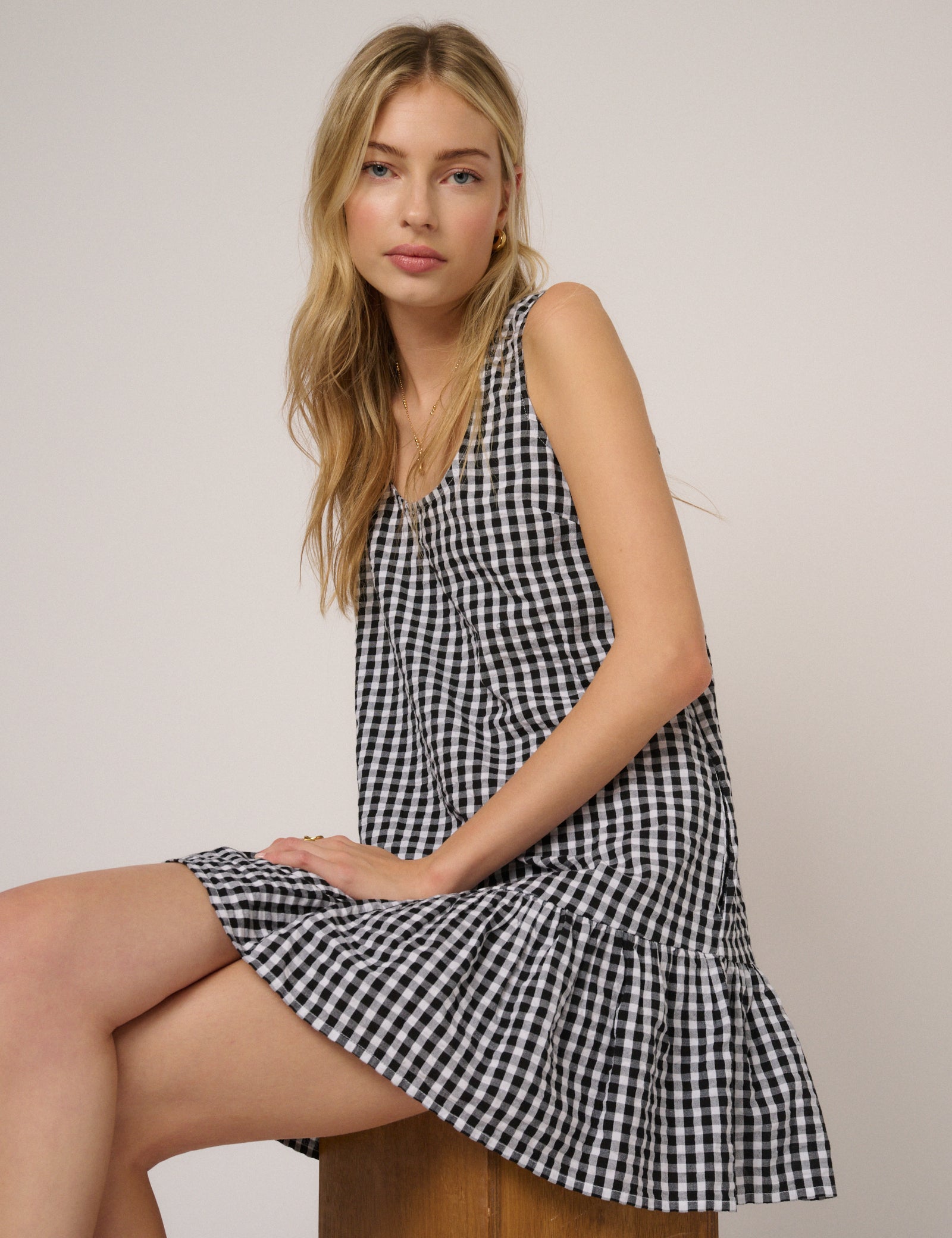 Black Gingham Millie Mini Dress Black Gingham Millie Mini Dress