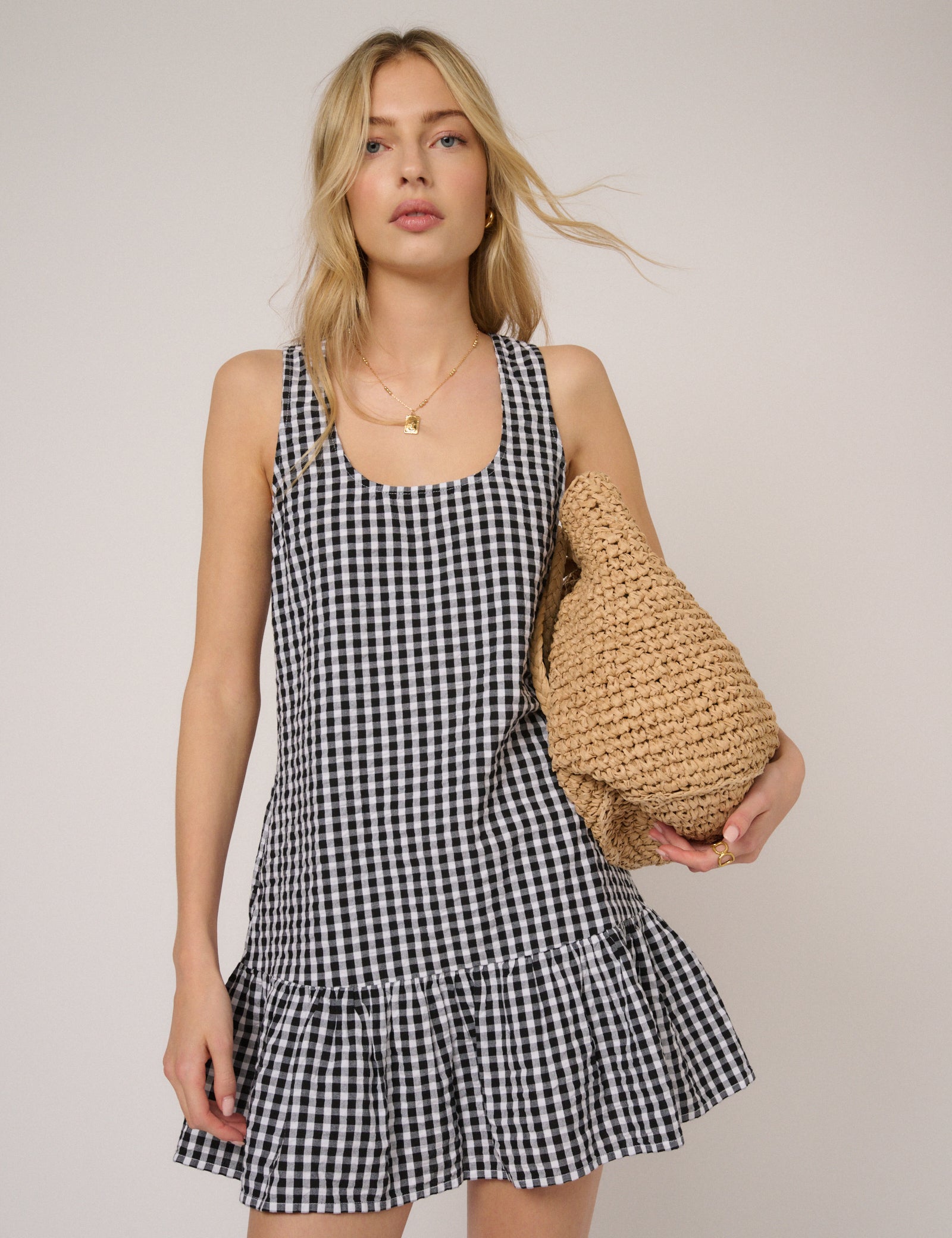 Black And White Gingham Millie Mini Dress