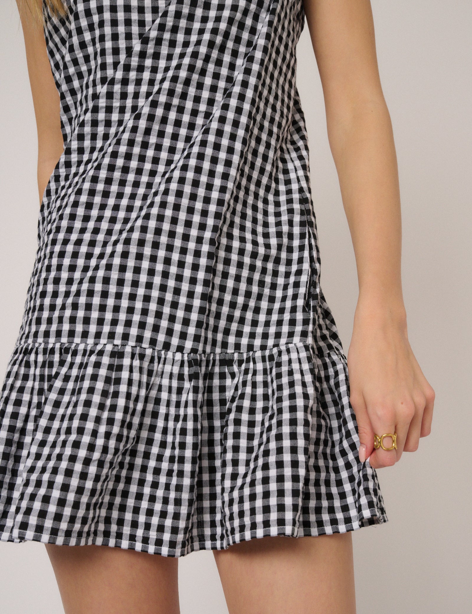Black Gingham Millie Mini Dress Black Gingham Millie Mini Dress