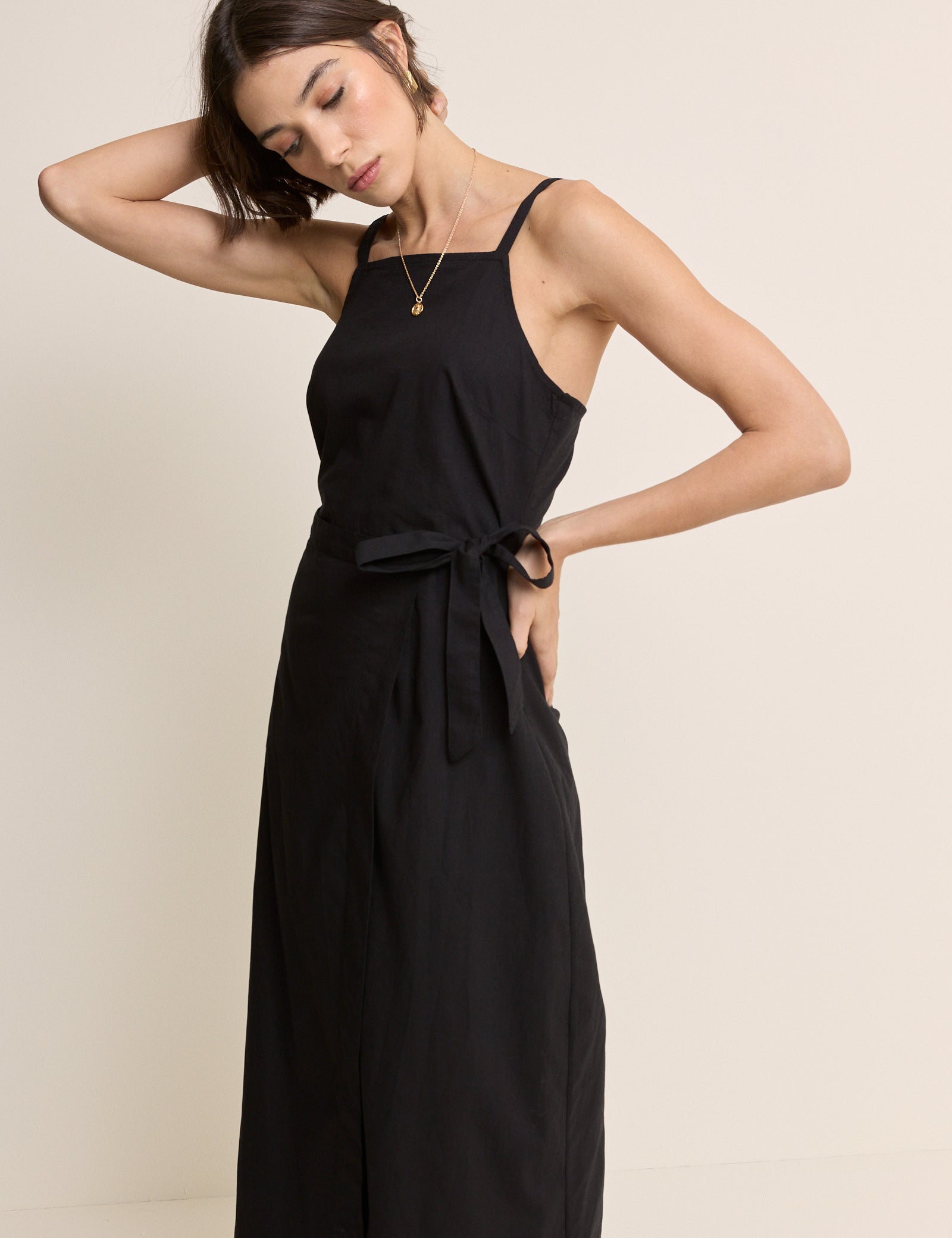 Black Square Neck Wrap Kourtney Midi Dress Black Square Neck Wrap Kourtney Midi Dress