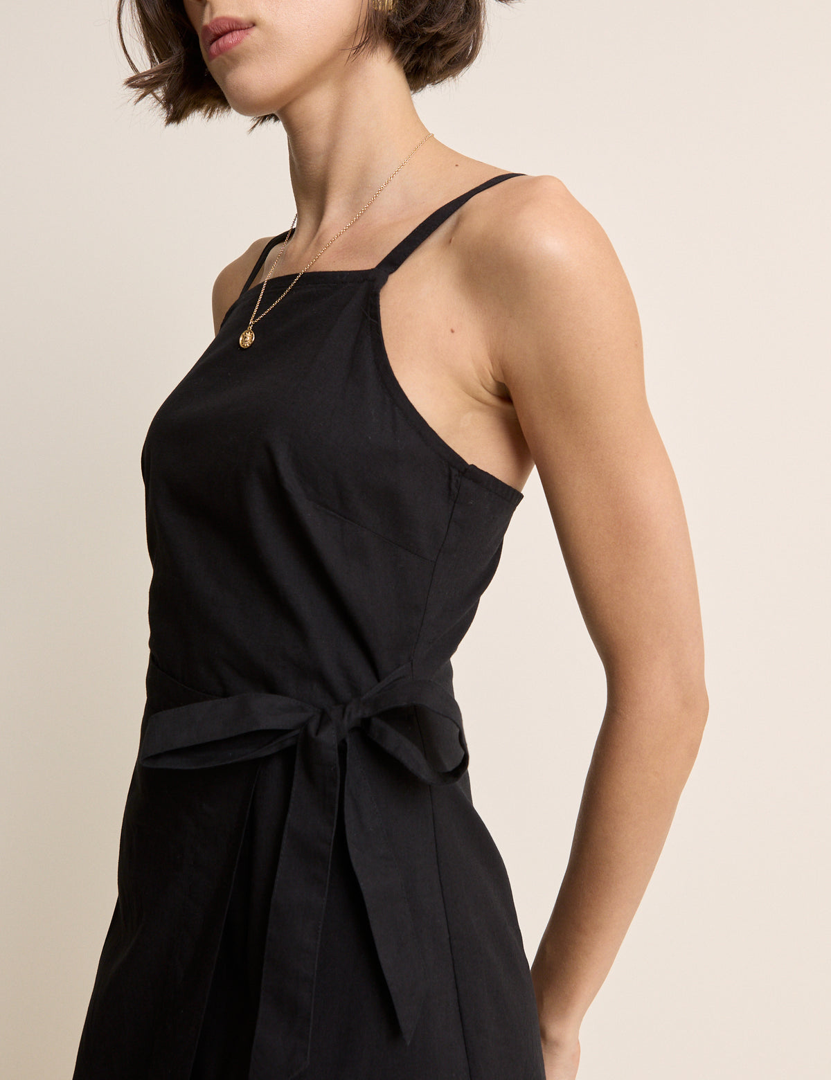 Black Square Neck Wrap Kourtney Midi Dress