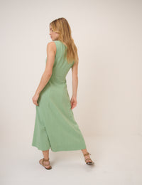 Green Drop Waist Cedar Midi Dress