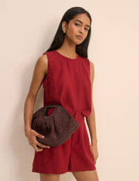 Red Linen-Blend Silsoe Shorts